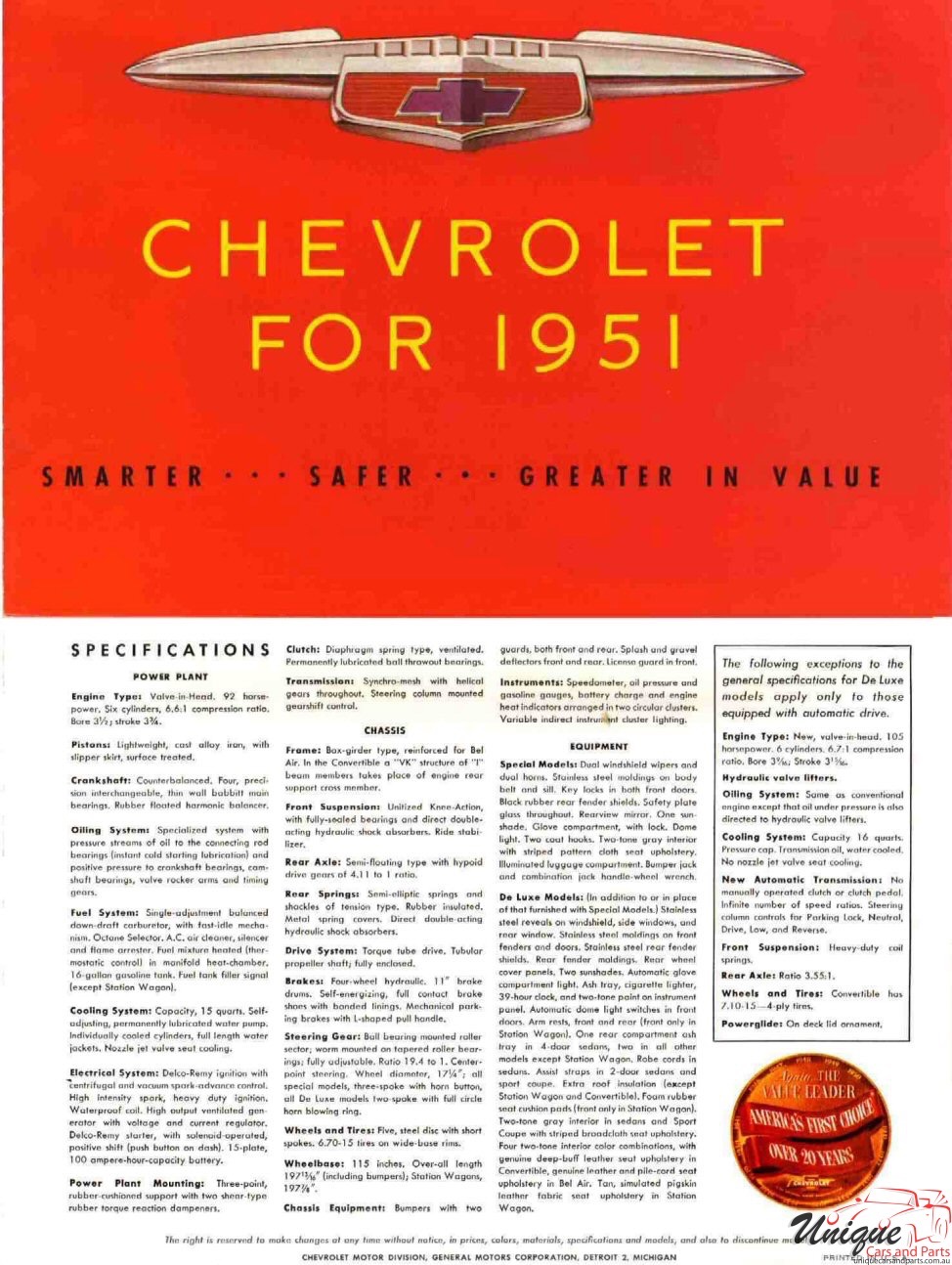 1951 Chevrolet Foldout Page 2